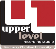 Logo of Upper Level Recording Studio at Kentucky Christian University, featuring a stylized "UL" in red and white above the studio name in black and gray text.