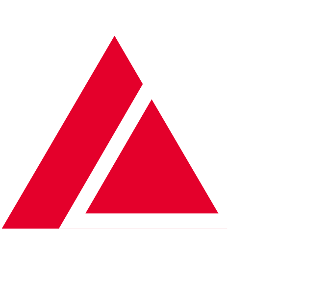 Logo with two interlocking triangles, one red and one white, with the text "KCU REACH" in white capital letters below.